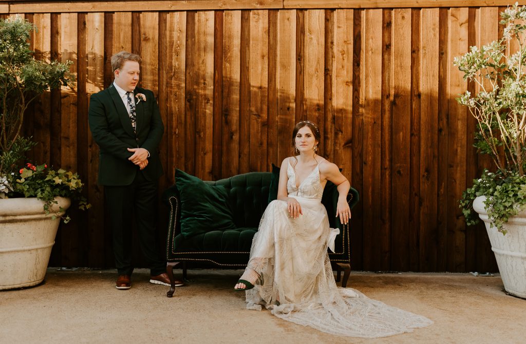 Wedding Couple photos at Brake and Clutch Warehouse in Dallas Texas after ceremony 