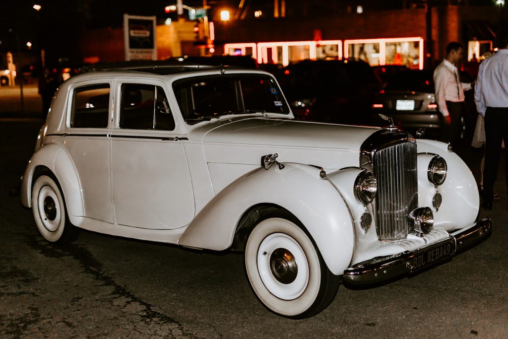 Getaway car after Wedding Reception at Brake and Clutch Warehouse in Dallas Texas